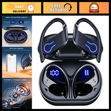 Wireless Bluetooth Earbuds 120H Playtime, Hi-Fi Stereo, LED Display Case, Sports