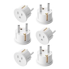 6 Pack US to Europe Travel Plug Adapters for Type E/F European Outlets