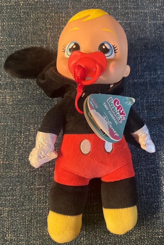 New Cry Babies Tiny Cuddles MICKEY MOUSE Plush Baby Doll 10" Disney P68