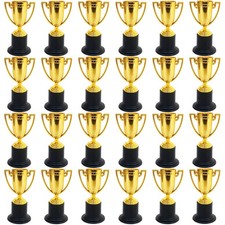 24 Pack Mini Trophies for Kids Awards,Plastic Gold Award Trophy Cups,Golden A...