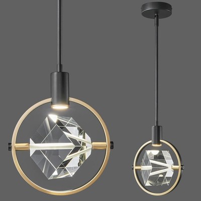 Pendant Ceiling Light Modern Crystal Black Gold LED Dimmable Hanging, 1 pc only