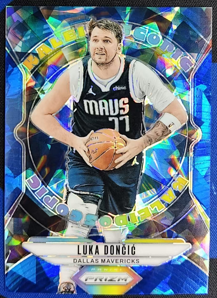 Luka Doncic 2024-25 Panini Prizm 010/125 Blue Ice Kaleidoscopic Mavericks #14