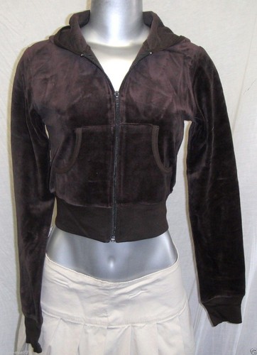 FULL TILT VELOUR ZIP FRONT CROP HOODIE 