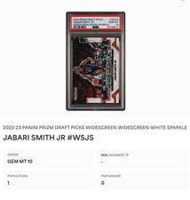 2022-23 Prizm Draft Picks Jabari Smith Jr RC Widescreen White Sparkle PSA 10