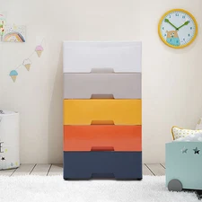 5-Tier Plastic 5 Drawers Dresser Storage Cabinet Bedroom Chest Closet Organizer