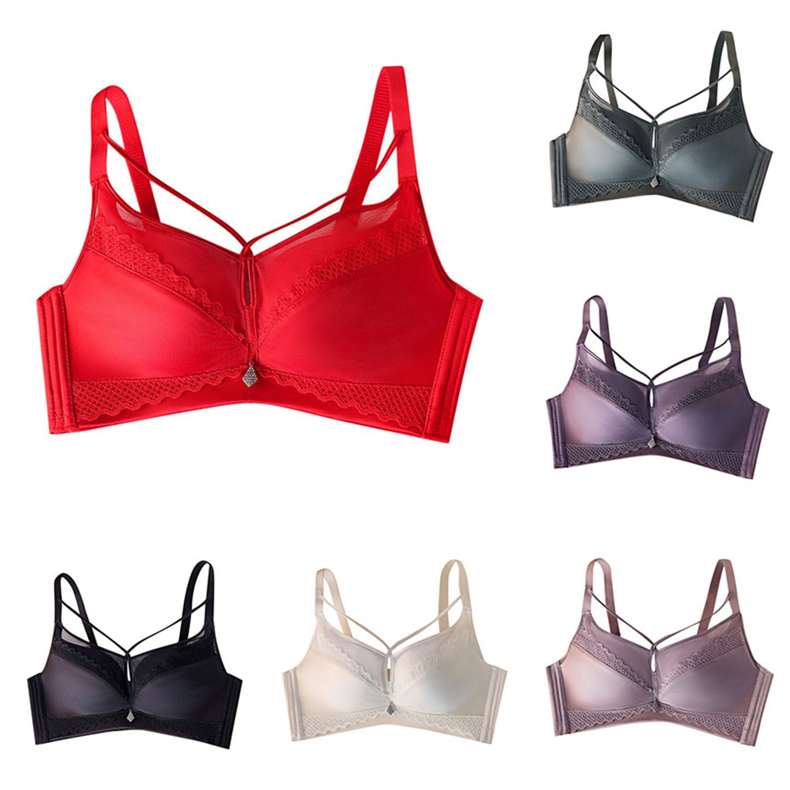 Women’s Adjustable Satin Wireless Bra For Small Bust  Gathered Support  Lifted