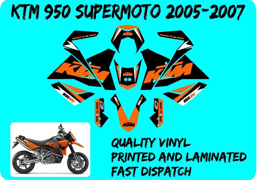 KTM 950 SM Supermoto Sticker Decal Kit Vinyl Printed Laminated and