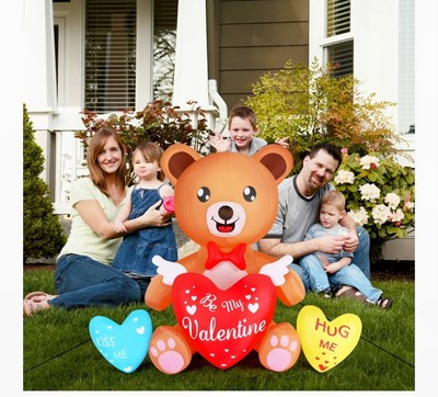 UBesGoo Valentine's Day Inflatables Blow Up Bear Holding Heart Candy 5FT