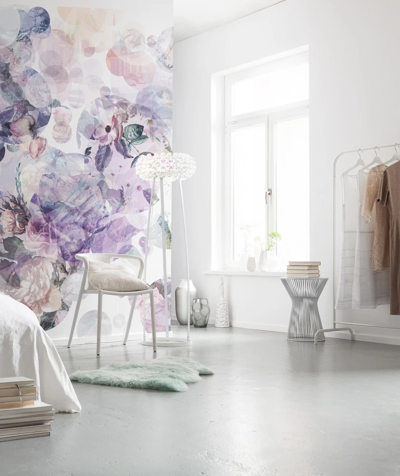 Floral WALLPAPER Light Purple Premium wall decor 368x248cm woman bedroom - Image 3 of 4