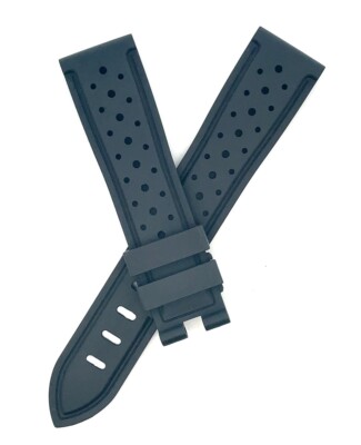 Montblanc Men's 22mm x 20mm Black Rubber Watch Band Strap Large