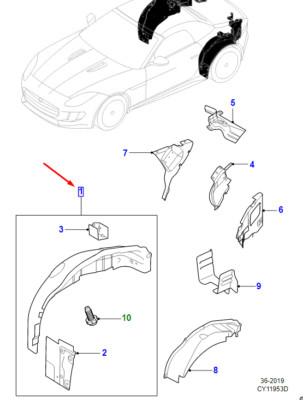 JAGUAR F-TYPE X152 Radlaufverkleidung hinten links innen T2R3062 NEU ORIGINAL