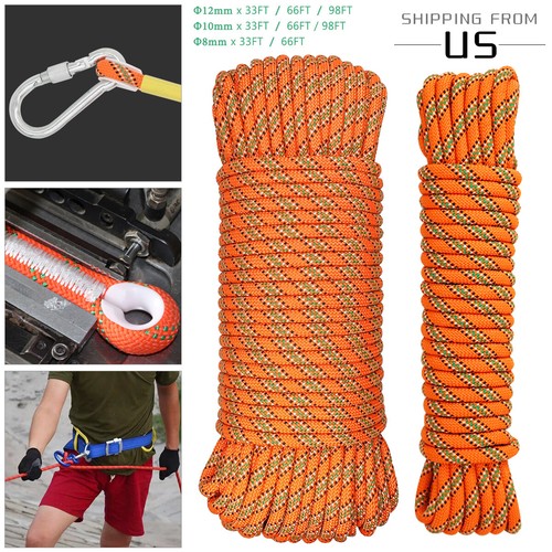 Climbing Rope Static Rock-Climbing Escape Rope Rescue Equipment Rope W/Carabiner