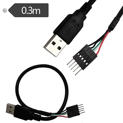 10x Motherboard Header Dupont IDC 5-Pin to USB 2.0 A Male Extender Adapter Cable
