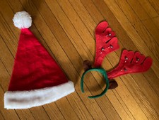 Christmas Santa Hat Reindeer Antlers Headband Adults/Kids