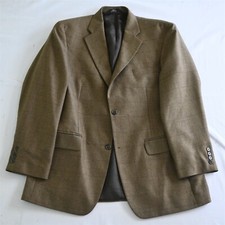 Haggar 42R Brown Windowpane Tweed Wool Mens Blazer Sport Jacket Coat