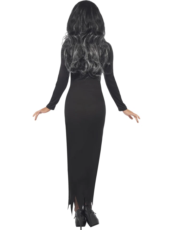 Skeleton Long Tube Dress Costume Ladies Halloween Fancy Dress Outfit - Image 3 of 4