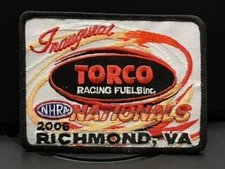 VRHTF VTG RARE 2006 NHRA INAUGUAL TORCO RACING NATIONALS VIRGINIA PATCH 3" X 4"