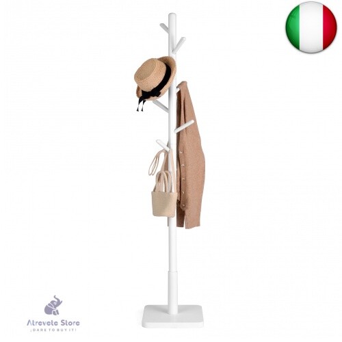 VASAGLE Attaccapanni, Appendiabiti da Terra in Legno, 8 Ganci, 3 Altezze, per