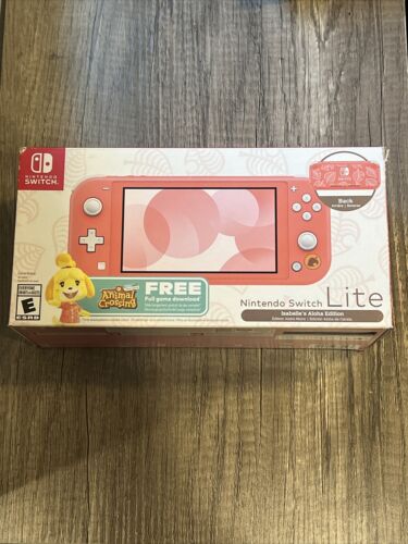 NEW Nintendo Switch Lite Animal Crossing: Isabelle's Aloha Edition with Game - Afbeelding 1 van 5