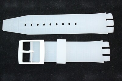 Uhrenarmband 22mm für SWATCH Uhren fitted for SWT watches Weiß-Transparent