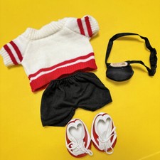 Striped Red Sweater  Shoes Set for 38cm Plush Dolls Cosplay Accessory