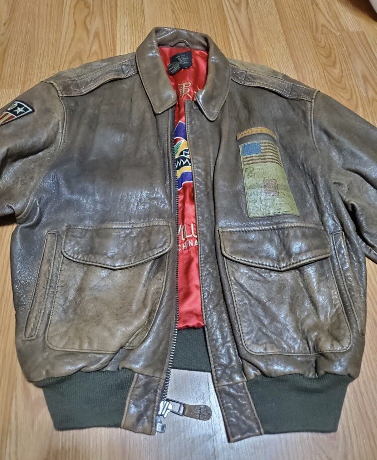 Blouson Avirex Flying Tiger 1987 - Cuir Vintage - Taille L - Occasion Très Bon état