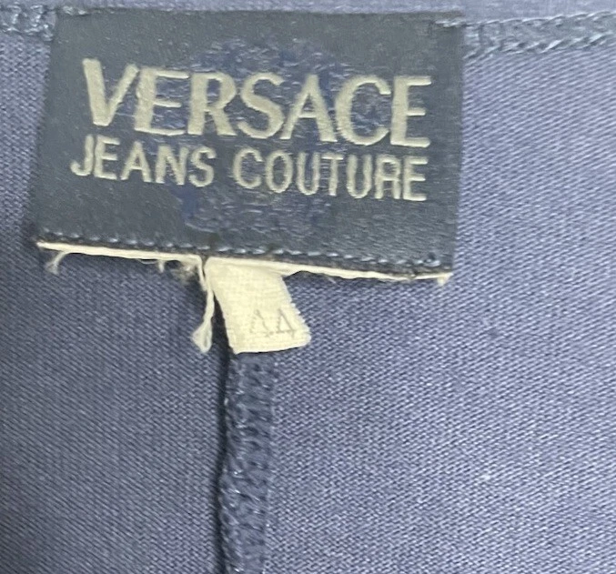 Abito body blu vintage anni 90 Versace Jeans Couture manica lunga taglia small