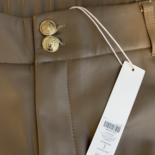 Chicos Pants NWT Size 3 (XL) Faux Leather Wide Leg Crop Fashion Caribou Career - Picture 5 of 10