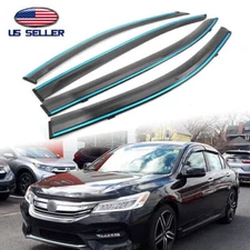 For 13-17 Honda Accord Sedan Polycarbonate Window Visors w/ Chrome Trim 4Pc Set