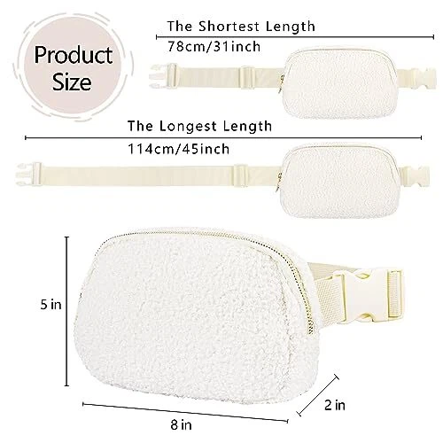 Fleece Belt Bag with Fleece Fanny Pack Beige 1 Pack Fleece Fanny Pack
