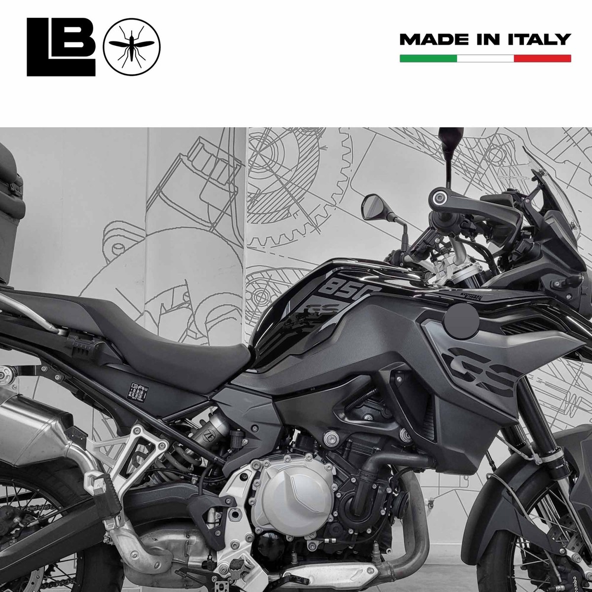 Autocollants Protection Réservoir Moto BMW F750GS / F850GS Triple Noir - Décorations Latérales 3D