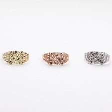 SOLID 10K Gold Square Nugget Ring Yellow White Rose Gold