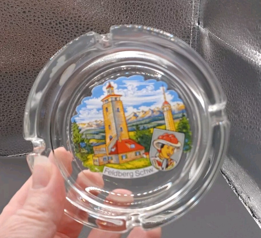 Vintage Bockling Feldburg Schw Souvenir Round Glass Ashtray