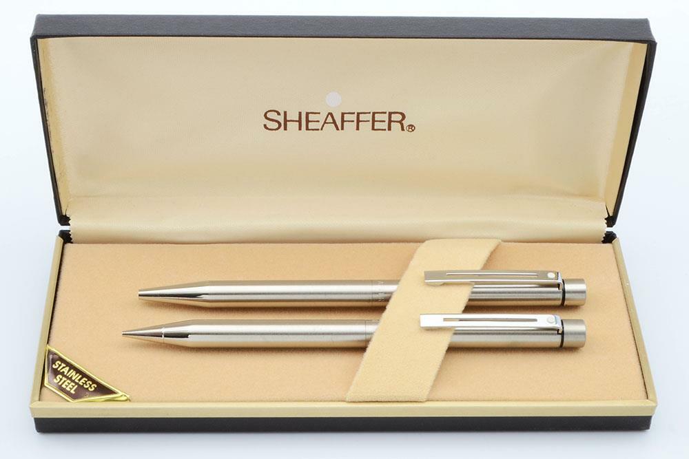 Sheaffer Targa 1001 (1st Ver.) Ballpoint & Pencil Set - Stainless