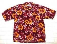 Vintage O'Neill Hawaiian Shirt Mens Medium Red Yellow Floral Button Up Surf