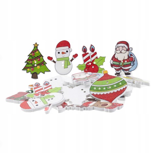 Holzknöpfe Dekor Weihnachten Farben Mix 50 Stück - Bild 3 von 6