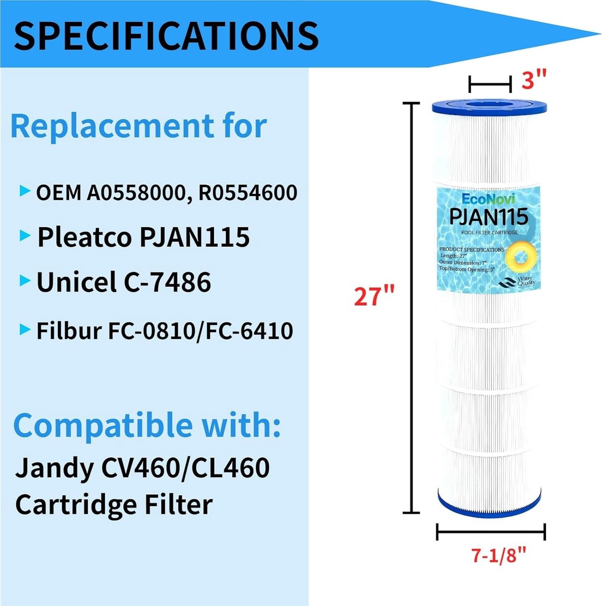 CV460 Filter 4-Pack,Jandy CL460/CV460,A0558000/R0554600/PJAN115