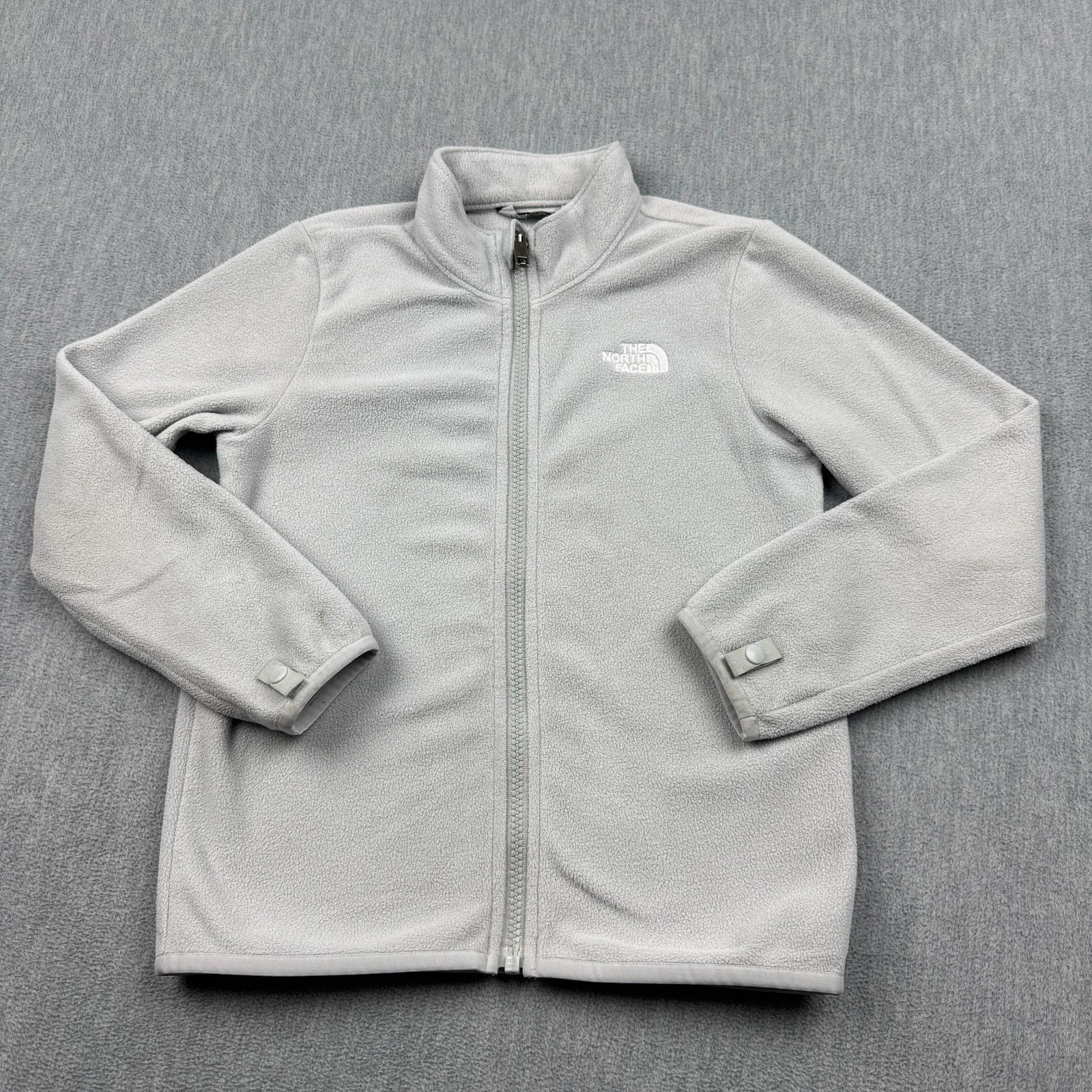 The North Face Jacket Boys 7 Gray Full Zip Fleece Hiking Outdoor Mock Neck Kids