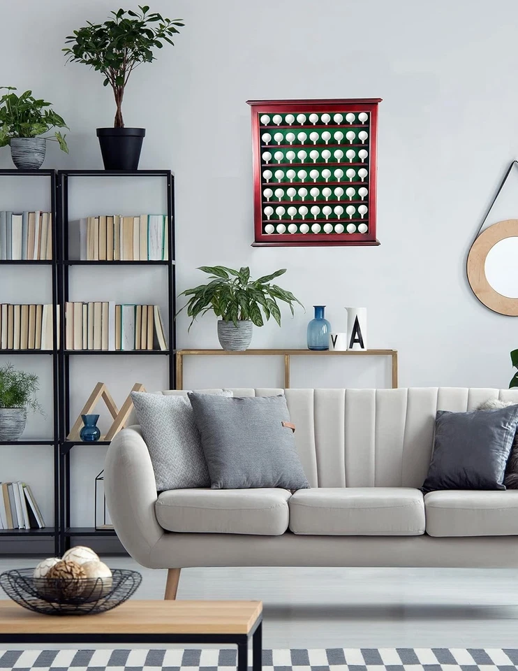 Gabinete de almacenamiento de pelotas de golf de caoba montado en la pared con pestillo de acrílico - 6 estantes Foto 4 de 4