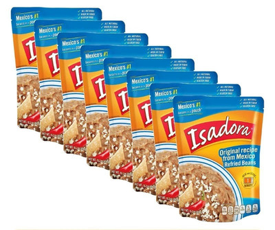 Isadora Original Recipe Refried Beans Frijoles Refritos 15.2 Oz (8 pack)