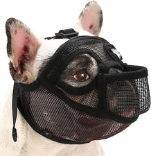 BARKLESS French Bulldog Muzzle, Short Snout Mesh Dog Muzzle with Tongue Out Desi