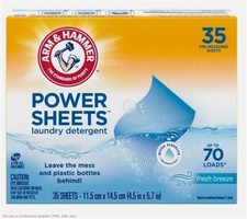 Arm  Hammer Laundry Detergent Power Sheets,Fresh Breeze, 35 Ct