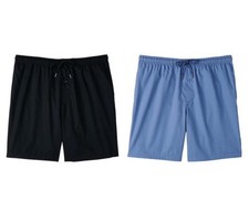 Men's 2 Pack 100 Cotton Sleep Shorts Black Blue Drawstring Pockets XL