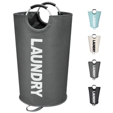 90L Large Laundry Basket, Freestanding Tall Clothes Hamper, Collapsible Laund...