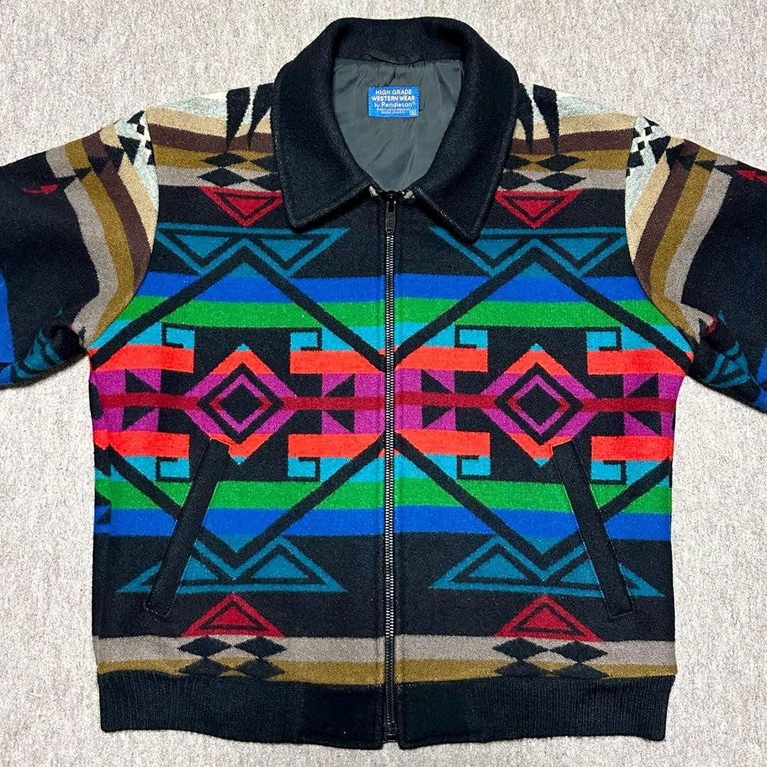 Pendleton Wool Jacket Native Pattern Black Made i… - image 11