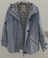 Joules Coast Waterproof Breathable Raincoat Jacket Light Blue UK 12 Hooded