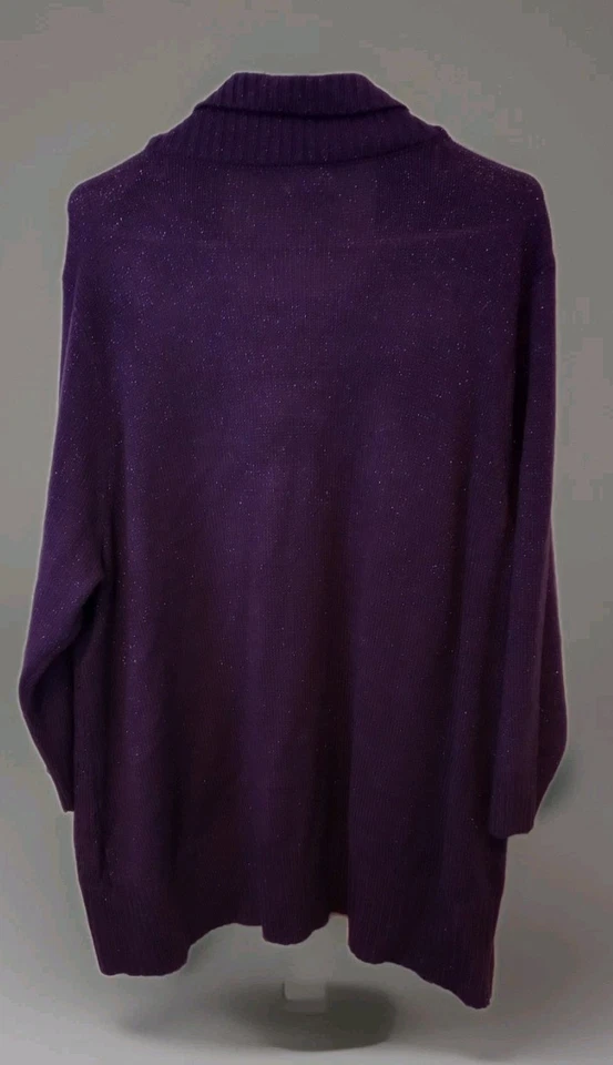Suéter para mujer Laura Scott Plus 2X púrpura brillante manga 3/4, cuello joya Foto 4 de 4