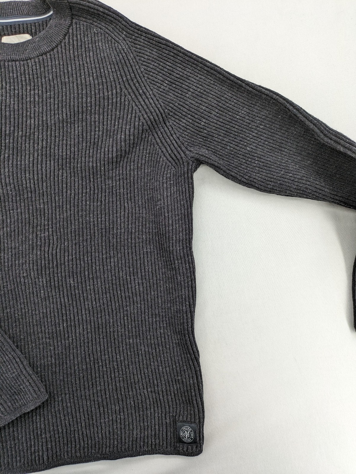Marc O'Polo Herren schwerer Strickpullover Gerippt Rundhals Langarm Anthrazit image 3