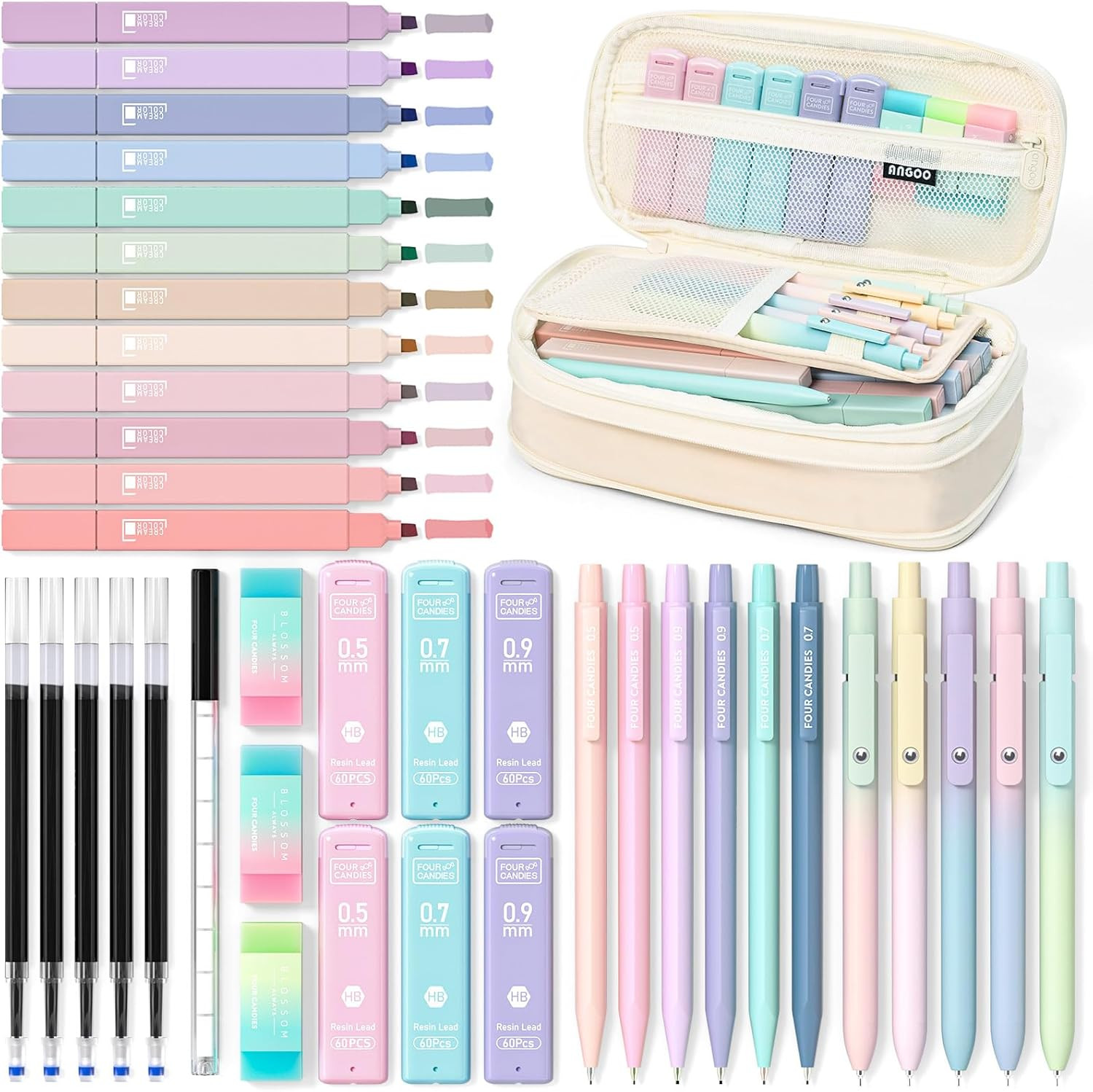 39 PCS Aesthetic School Supplies with Cute Pen Case, 12 Past