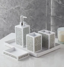 Sweet Home Collection Bathroom Accessories Sets Decorative Décor, 4pc Omega. 